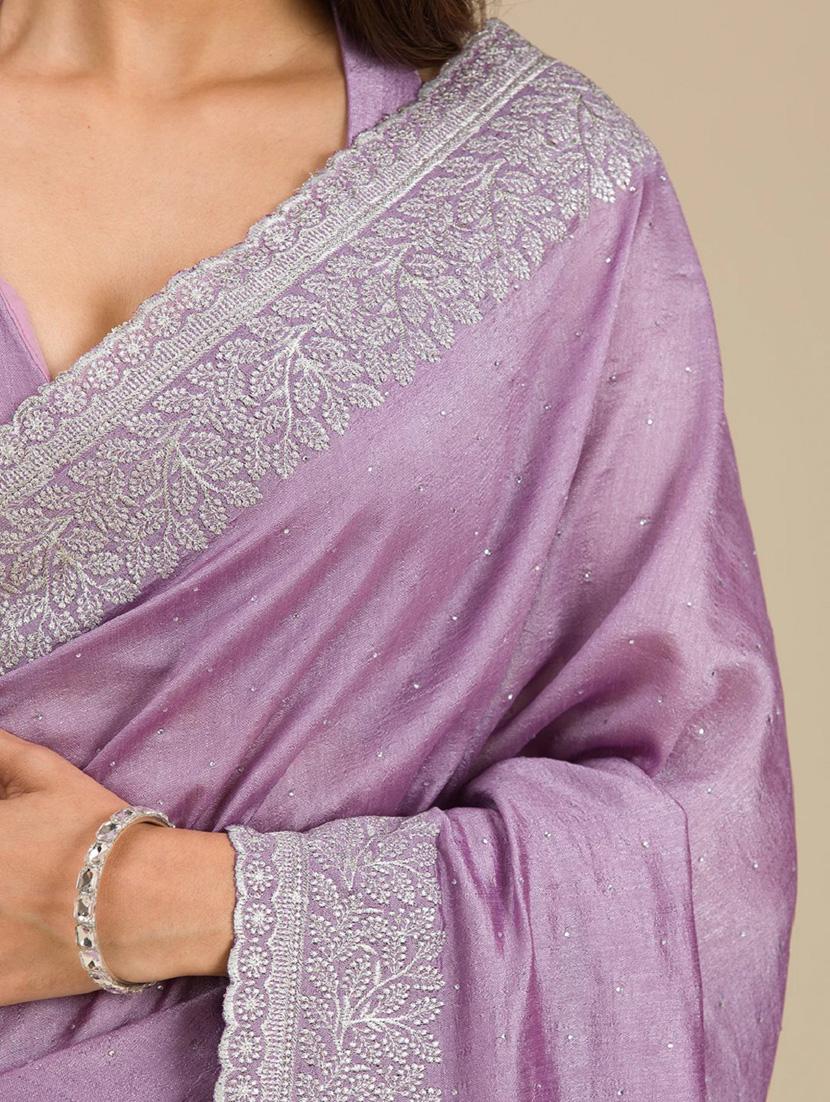 women solid with bordered saree with blouse - 22041736 - Standard Image - 4