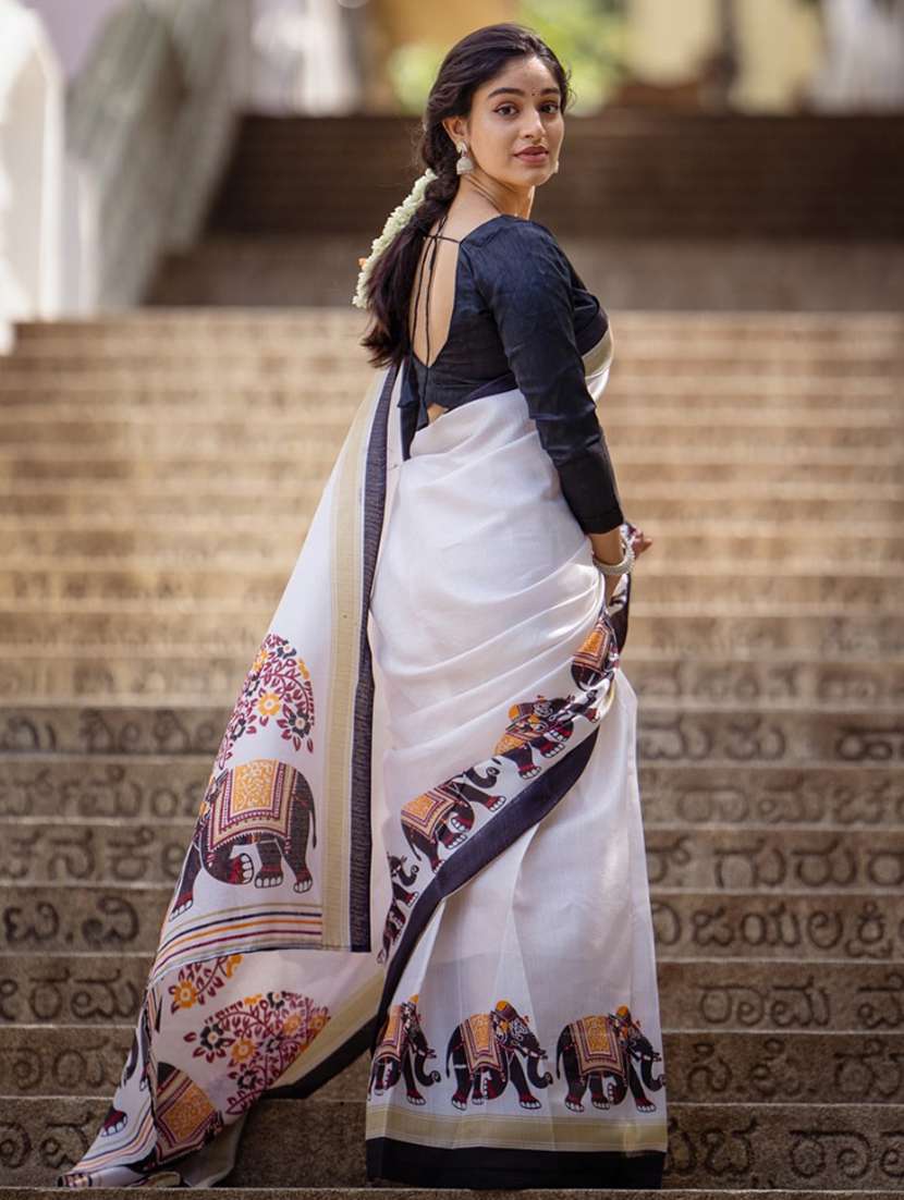 women printed casual wear saree with blouse - 22041739 - Standard Image - 1