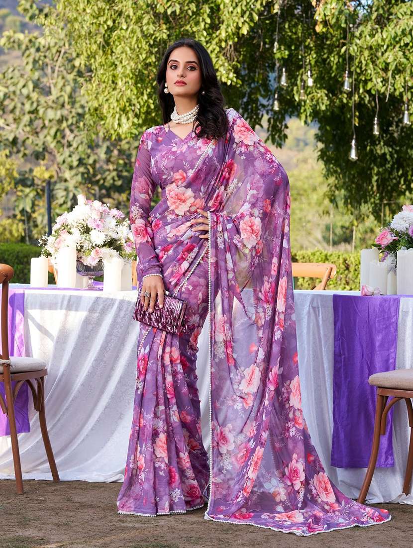 women printed casual wear saree with blouse - 22041741 -  Standard Image - 1