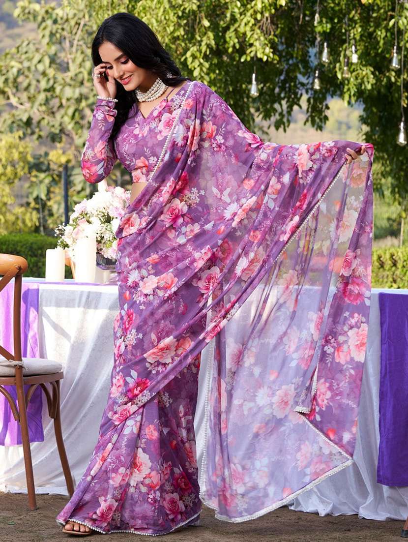 women printed casual wear saree with blouse - 22041741 - Standard Image - 4