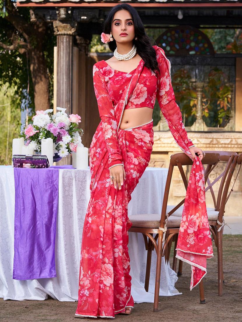 women printed casual wear saree with blouse - 22041742 - Standard Image - 1