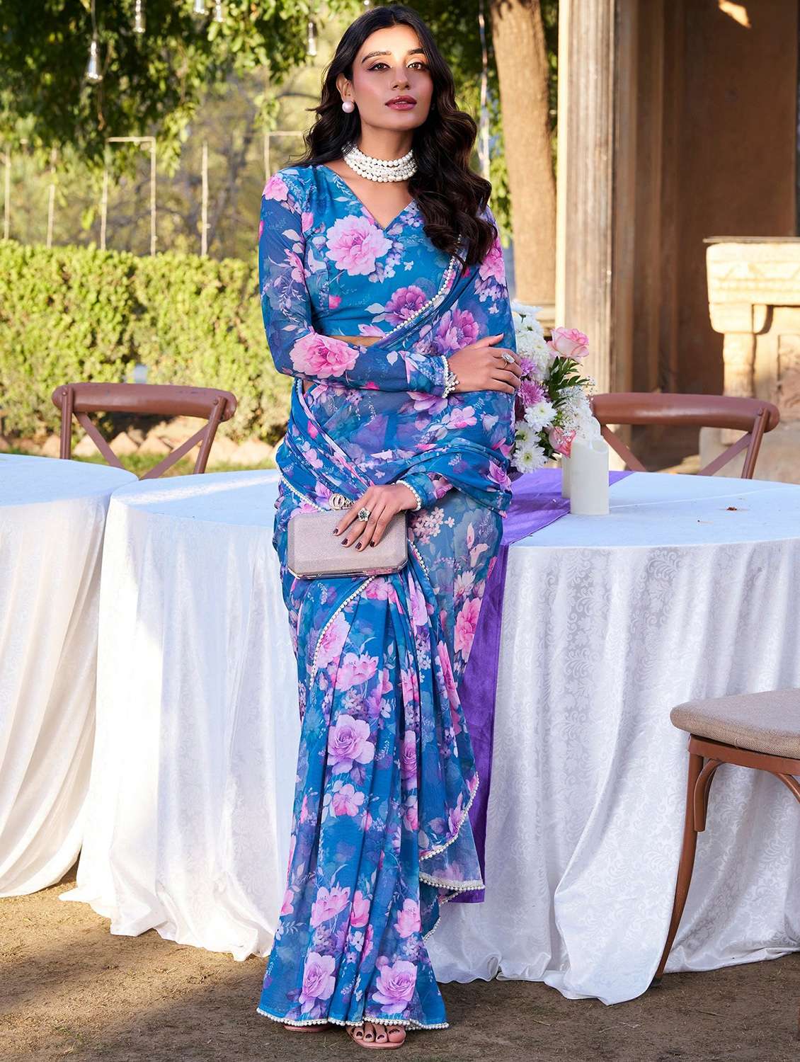 women printed casual wear saree with blouse - 22041743 - Zoom Image - 0