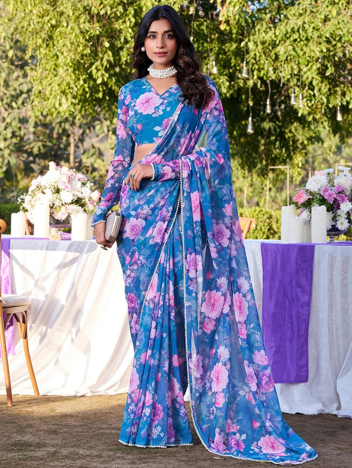 women printed casual wear saree with blouse - 22041743 - Standard Image - 1
