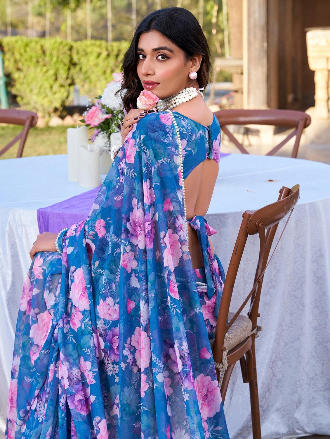 women printed casual wear saree with blouse - 22041743 - Standard Image - 4