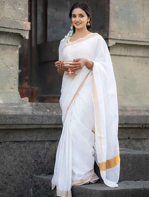 women solid with bordered saree with blouse - 22041777 - Standard Image - 0