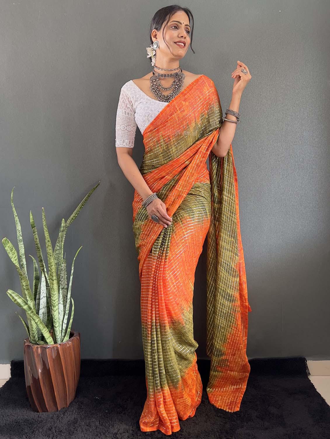 women printed casual wear saree with blouse - 22041790 - Standard Image - 1