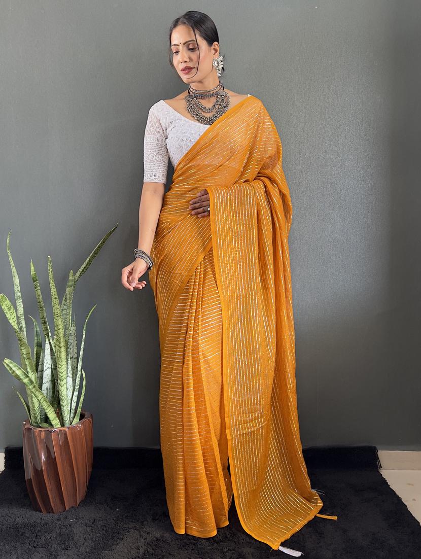 women striped printed saree with blouse - 22041801 - Standard Image - 4