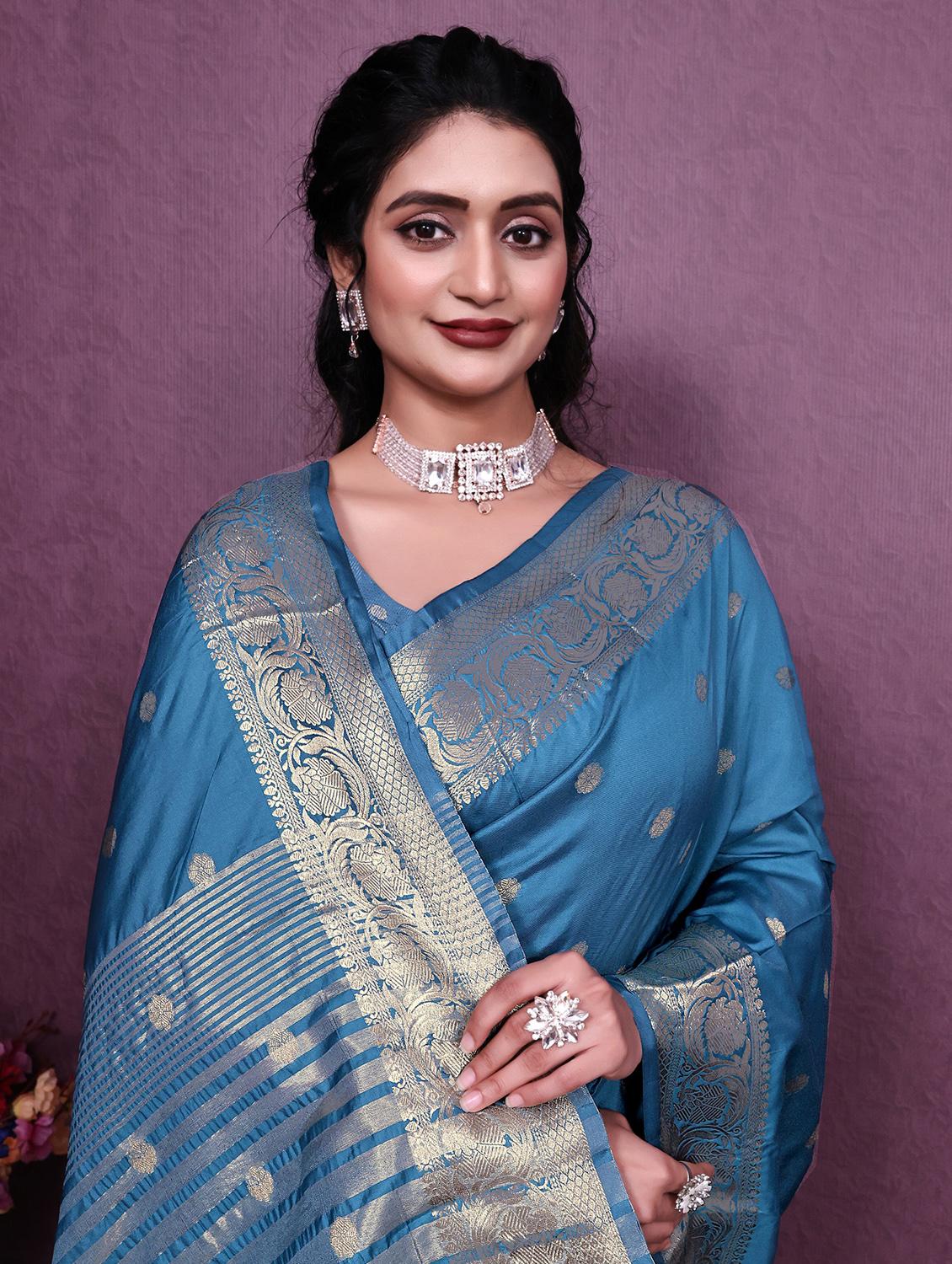 women self design banarasi saree with blouse - 22041828 - Standard Image - 4