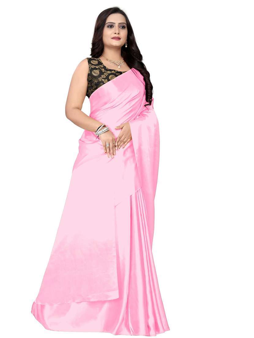women solid plain saree with blouse - 22041841 - Standard Image - 1