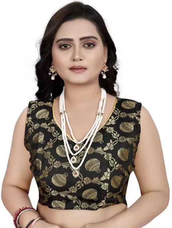 women solid plain saree with blouse - 22041842 - Standard Image - 4