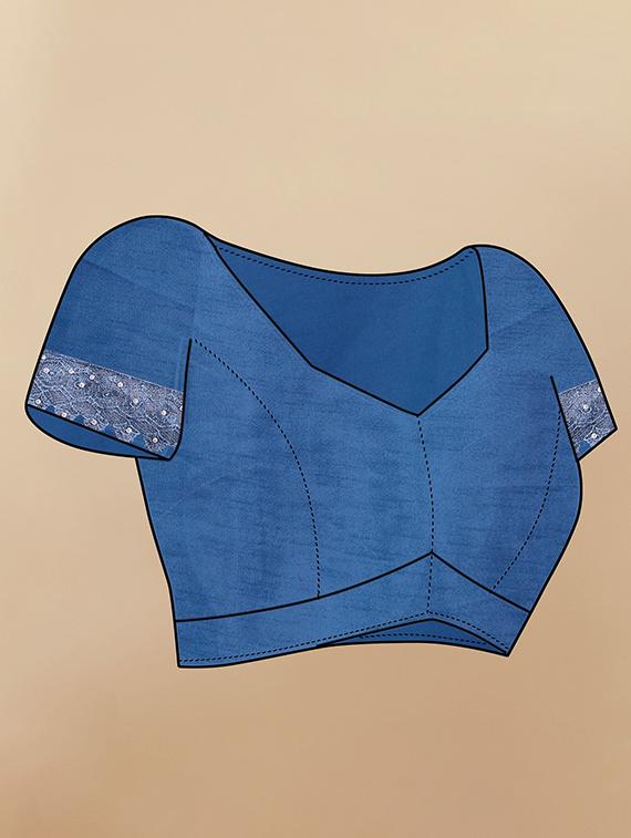 women solid with work embroidered saree with blouse - 22041844 - Standard Image - 4