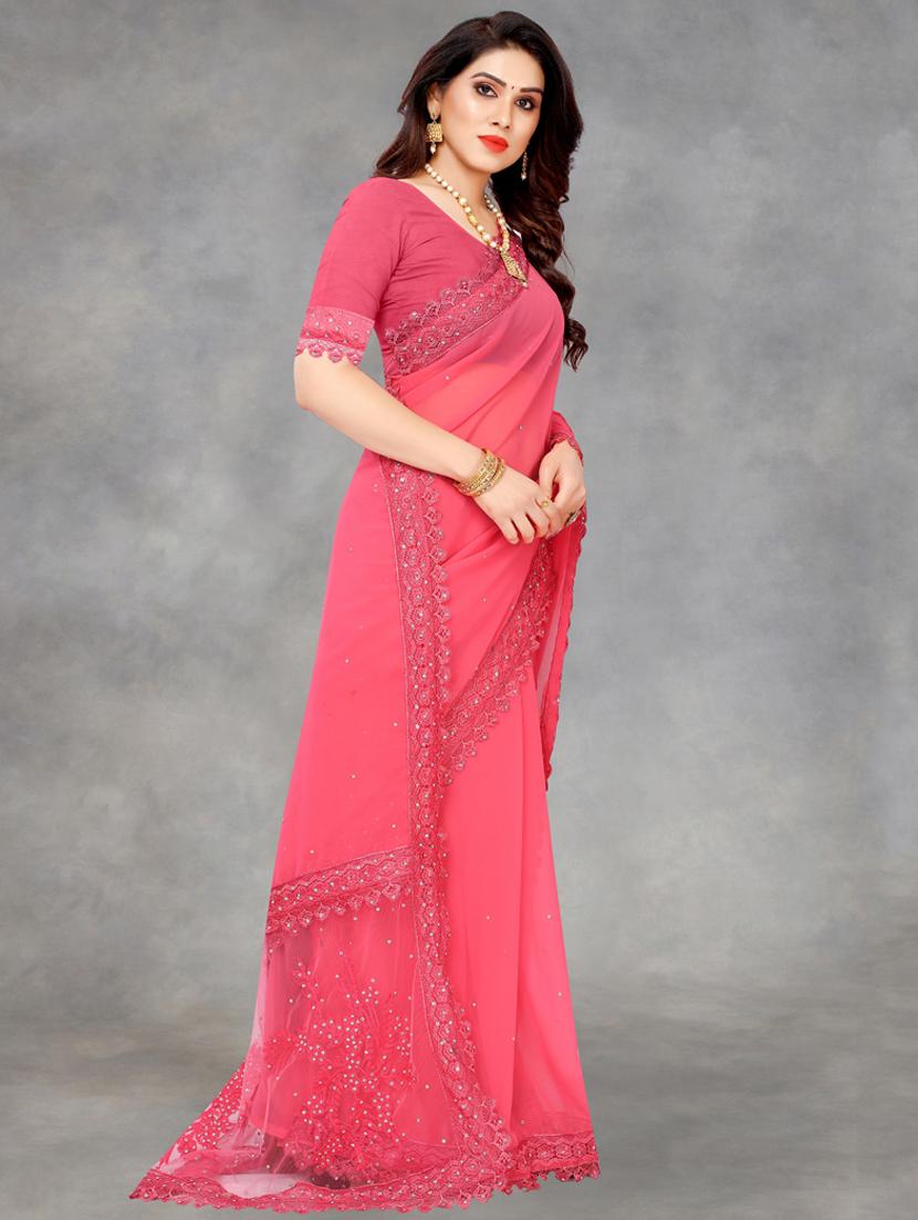 women solid with work embroidered saree with blouse - 22041846 - Standard Image - 1