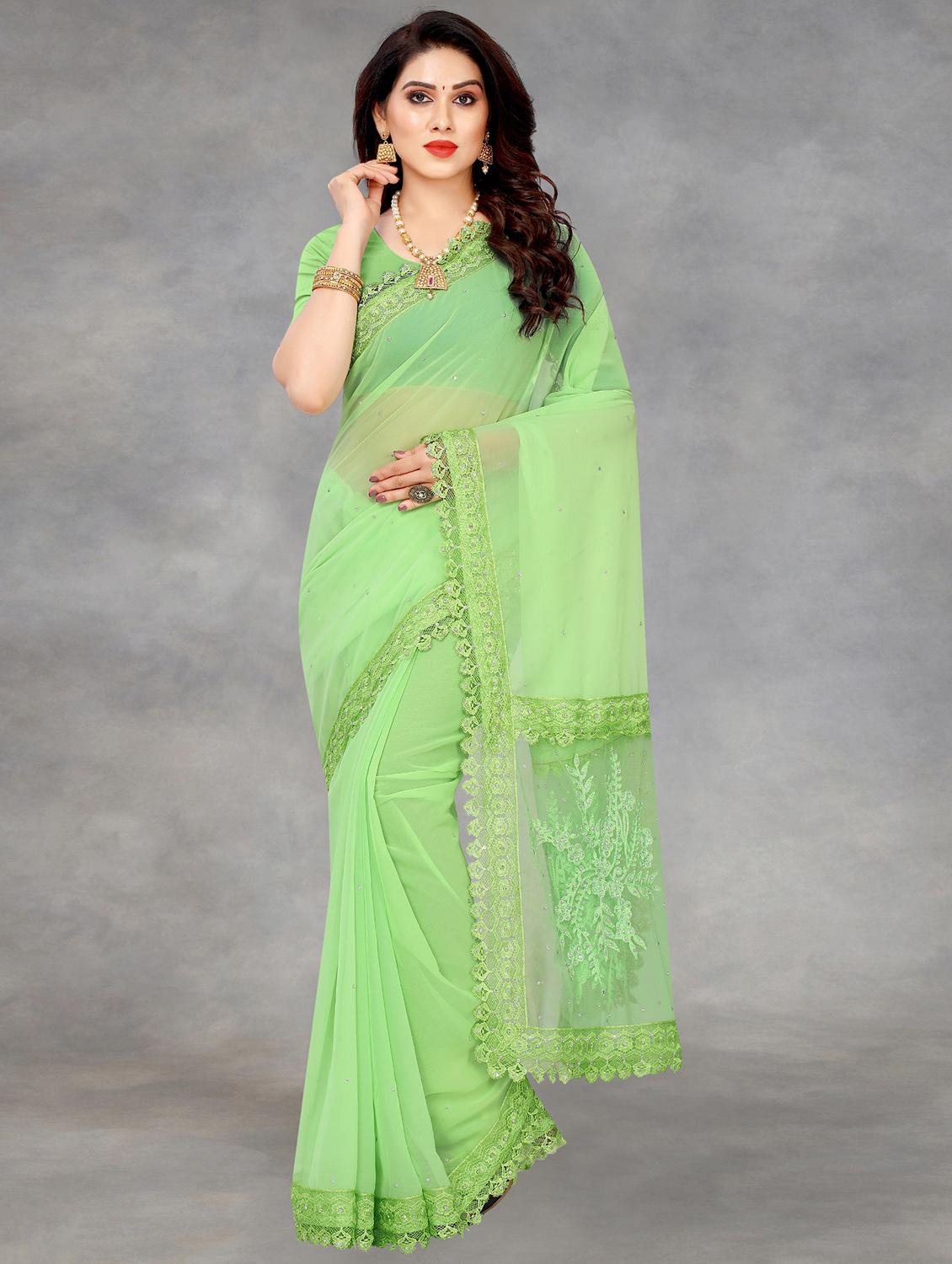 women solid with work embroidered saree with blouse - 22041848 - Standard Image - 1