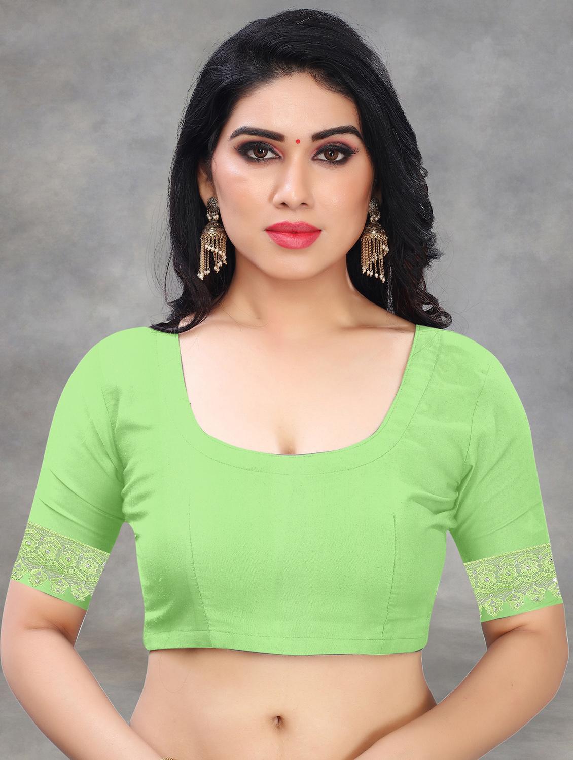women solid with work embroidered saree with blouse - 22041848 - Standard Image - 4