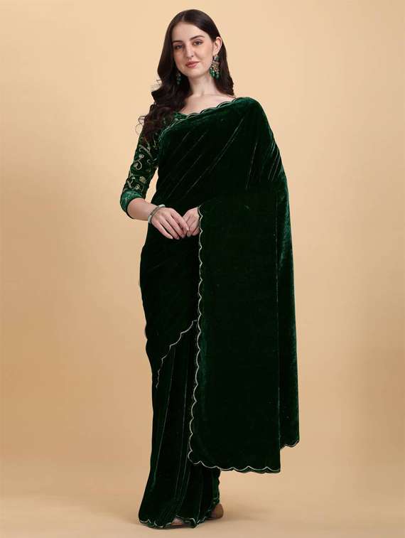 women solid plain saree with blouse