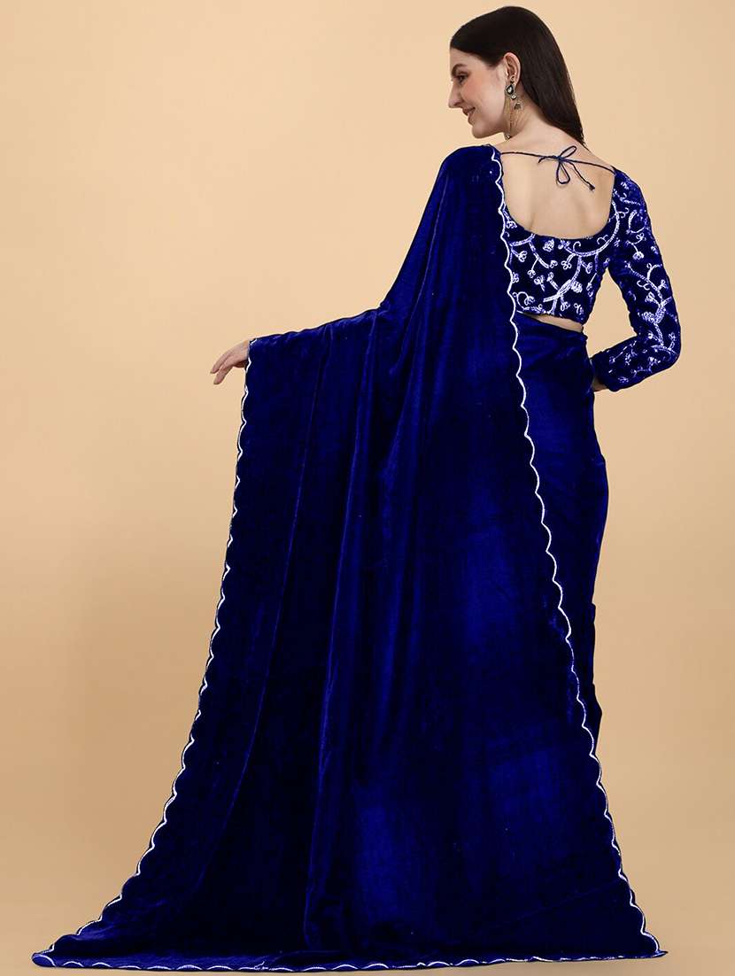 Women Solid Plain Saree With Blouse