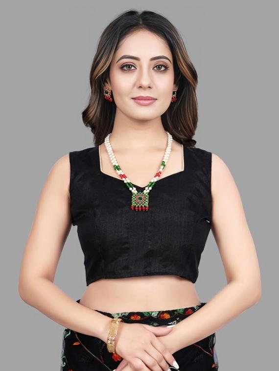 women solid with work embroidered saree with blouse - 22041873 - Standard Image - 4