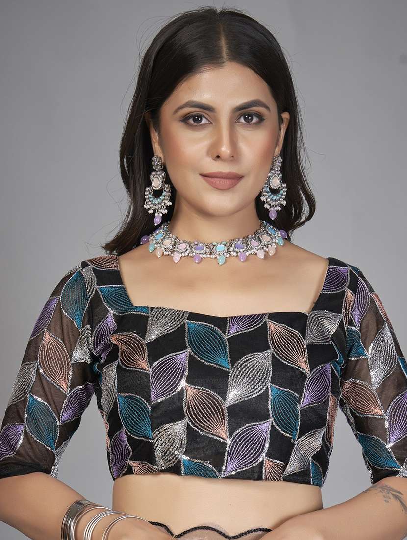 women solid plain saree with blouse - 22041894 -  Standard Image - 4