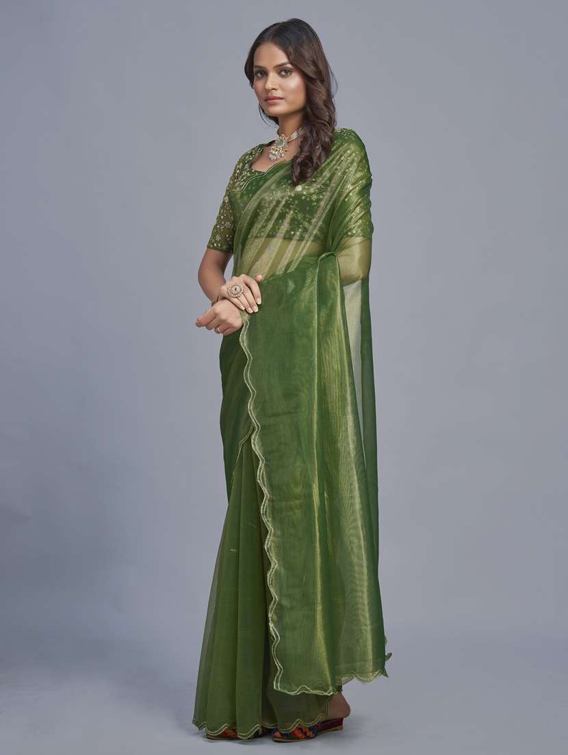 women solid plain saree with blouse - 22041896 -  Standard Image - 1