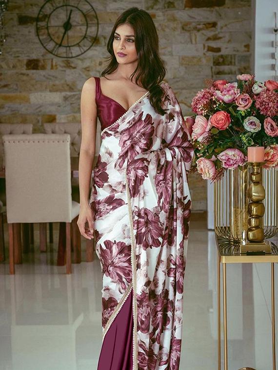 women floral printed half & half saree with blouse - 22041902 - Standard Image - 1