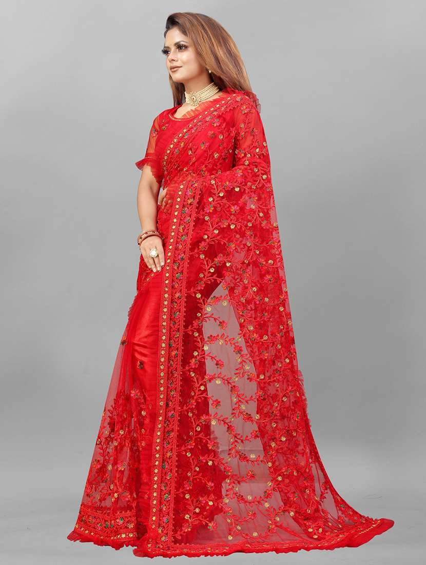 women solid with work embroidered saree with blouse - 22041920 -  Standard Image - 1