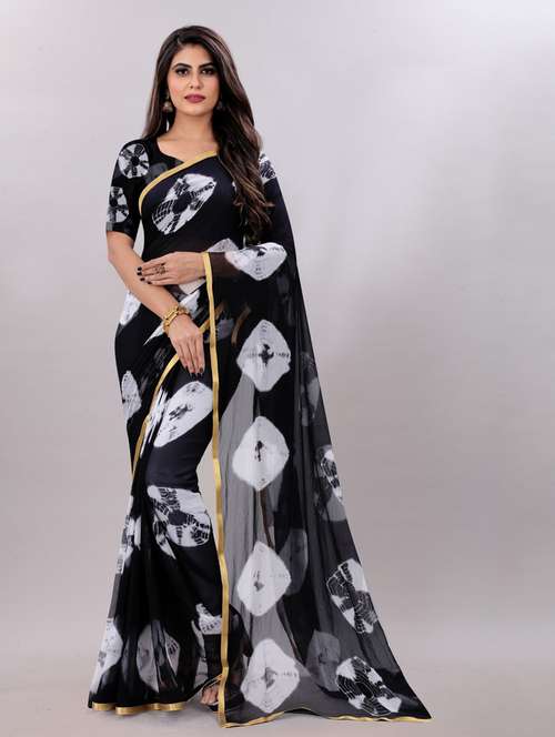 women tie & dye printed saree with blouse - 22041922 -  Standard Image - 0
