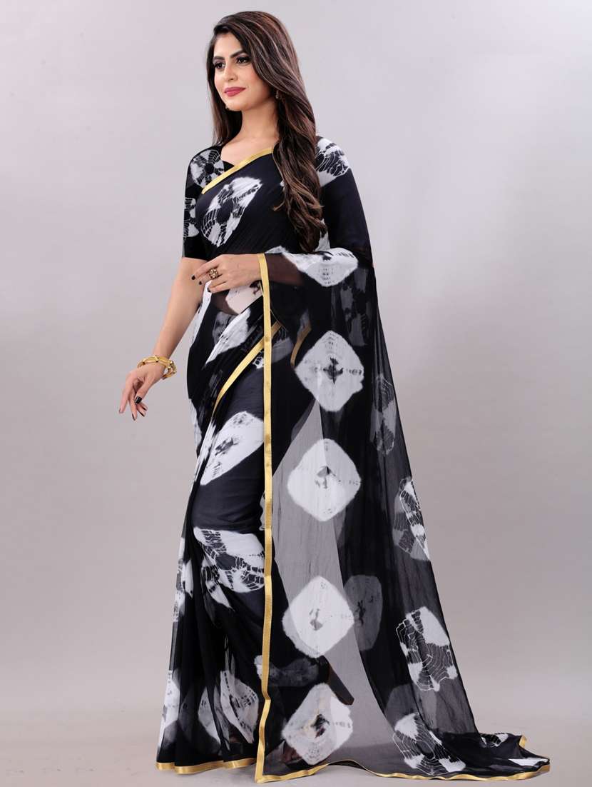women tie & dye printed saree with blouse - 22041922 - Standard Image - 1