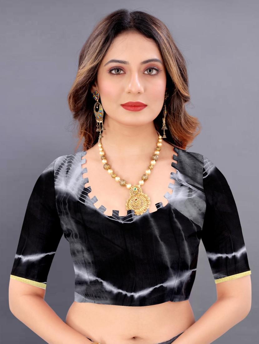 women tie & dye printed saree with blouse - 22041923 - Standard Image - 4