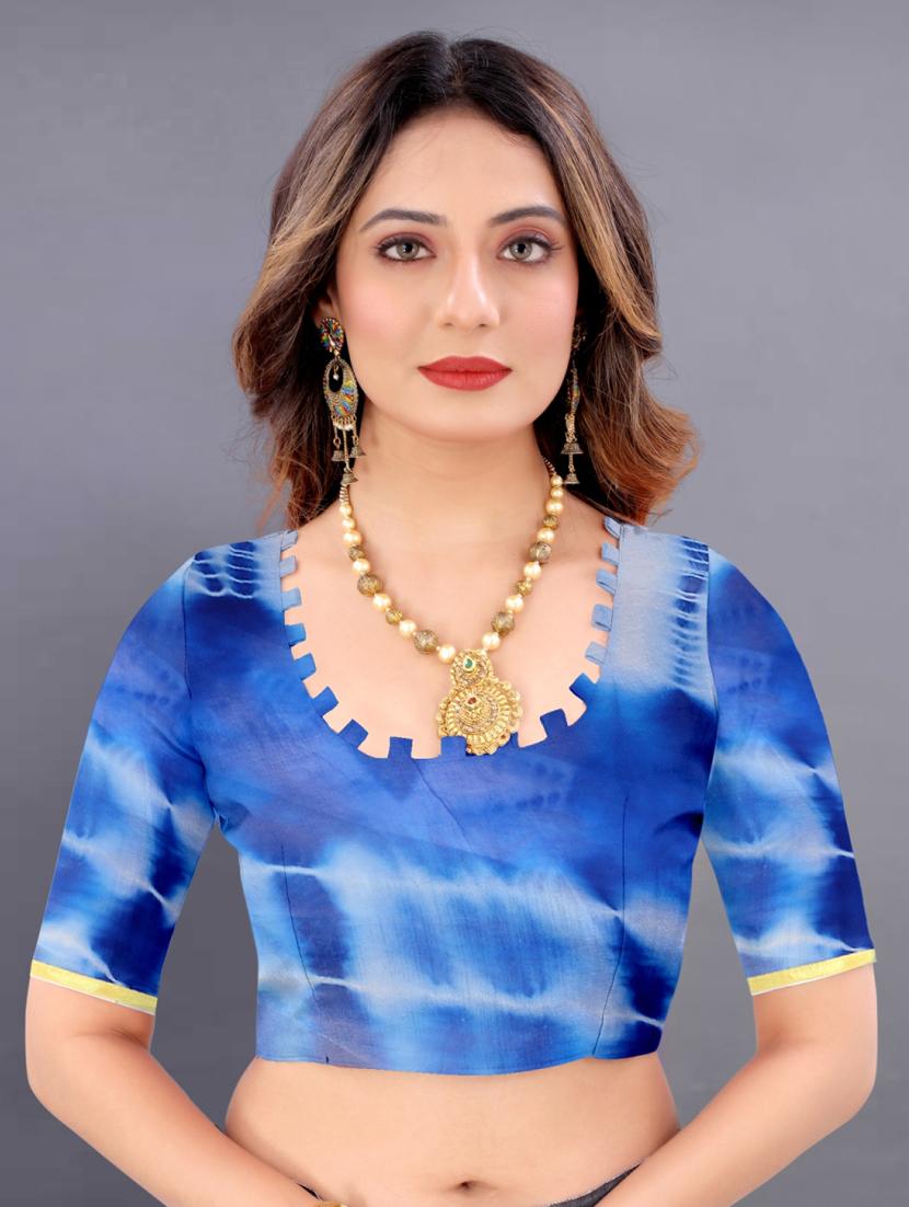 women tie & dye printed saree with blouse - 22041924 - Standard Image - 4