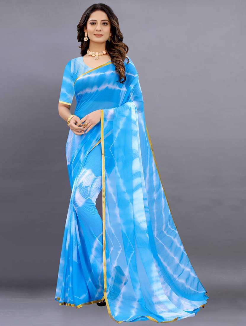 women tie & dye printed saree with blouse
