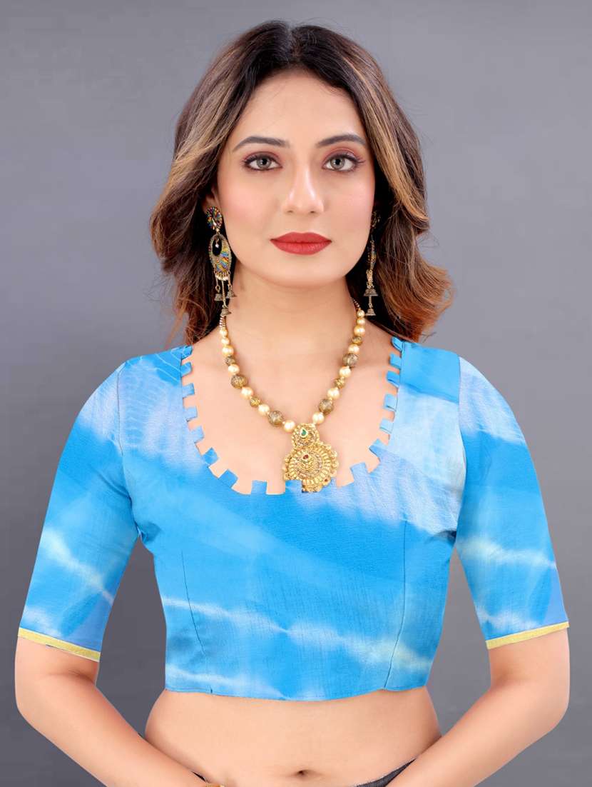 women tie & dye printed saree with blouse - 22041925 - Standard Image - 4