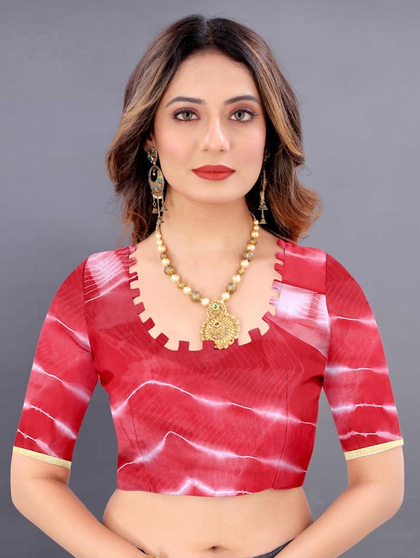 women tie & dye printed saree with blouse - 22041926 - Standard Image - 4