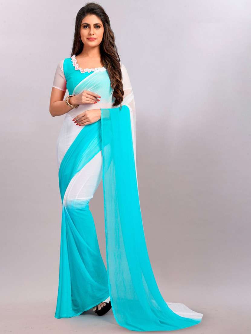 women ombre printed saree with blouse