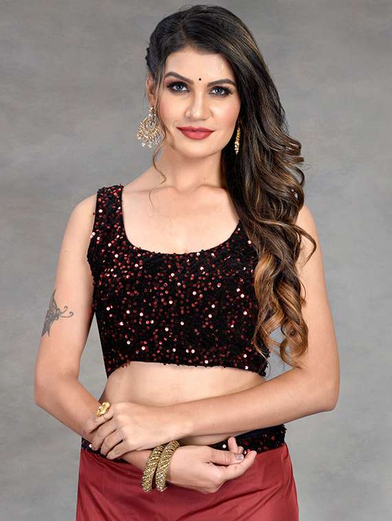 women solid with ruffle bordered saree with blouse - 22041940 - Standard Image - 4