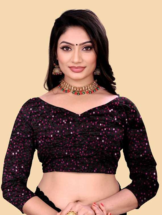 women solid with bordered ready to wear saree with blouse - 22041943 - Standard Image - 4