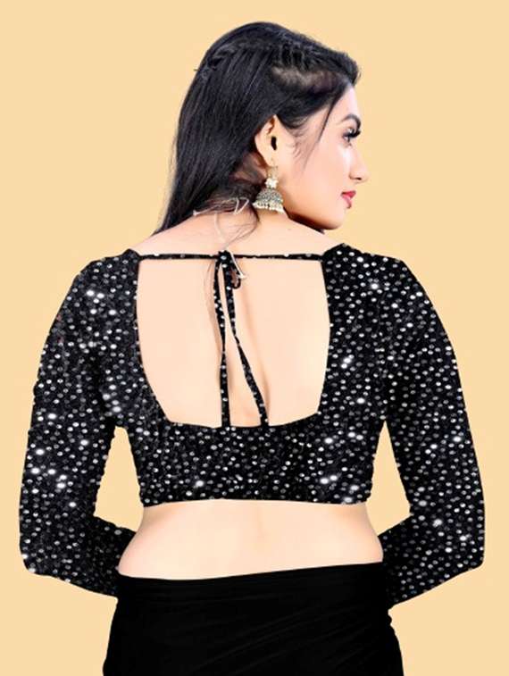women solid with bordered ready to wear saree with blouse - 22041948 - Standard Image - 4
