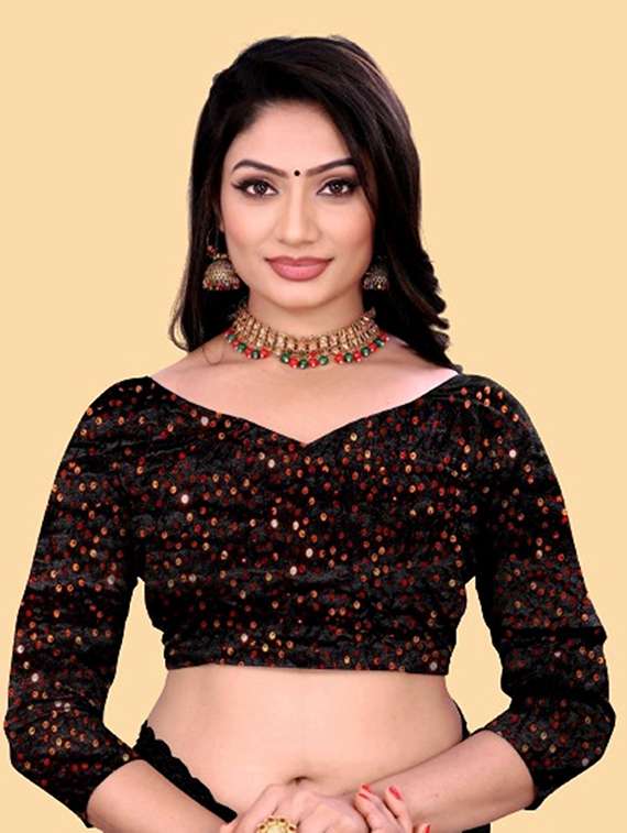 women solid with bordered ready to wear saree with blouse - 22041949 -  Standard Image - 4