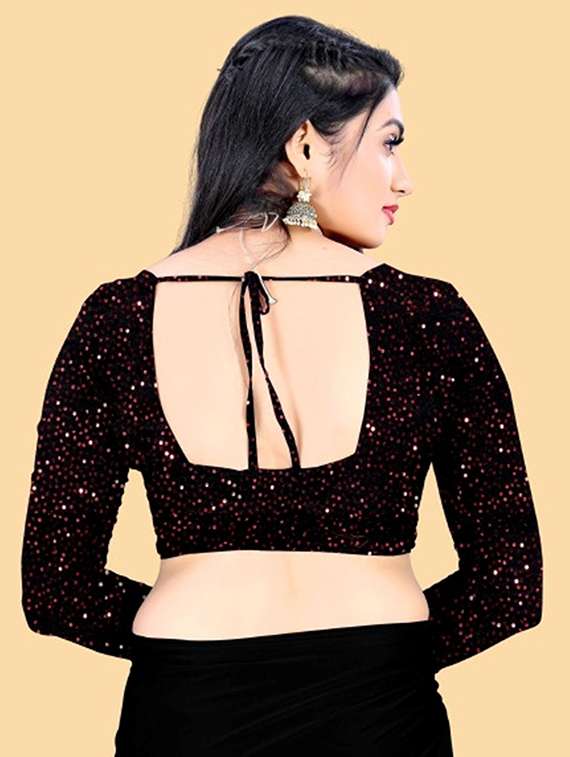 women solid with bordered ready to wear saree with blouse - 22041955 - Standard Image - 4