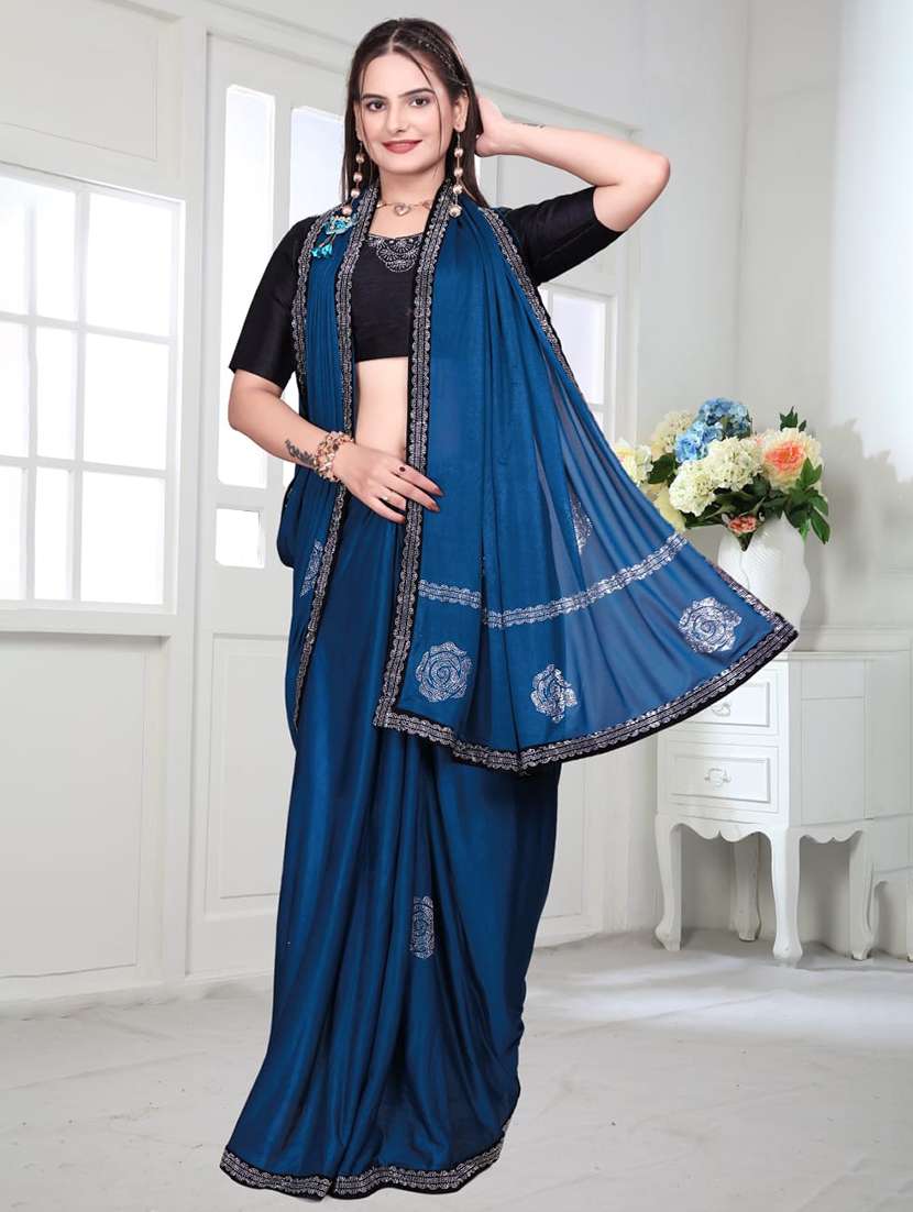 women printed bordered saree with blouse - 22041957 - Standard Image - 1