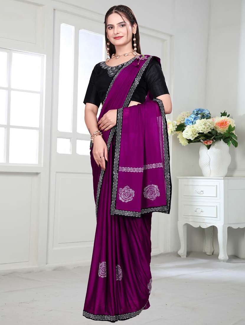 women printed bordered saree with blouse - 22041959 - Standard Image - 1