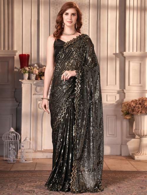 women solid with work embellished saree with blouse - 22041961 -  Standard Image - 0