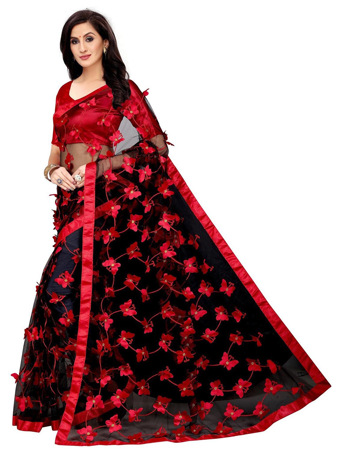 women solid with work embellished saree with blouse - 22041967 - Standard Image - 1