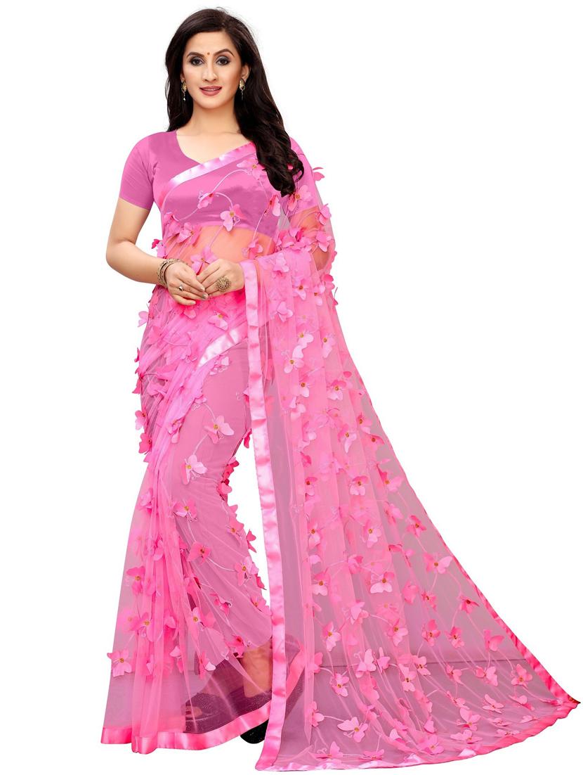 women solid with work embellished saree with blouse - 22041971 - Zoom Image - 0