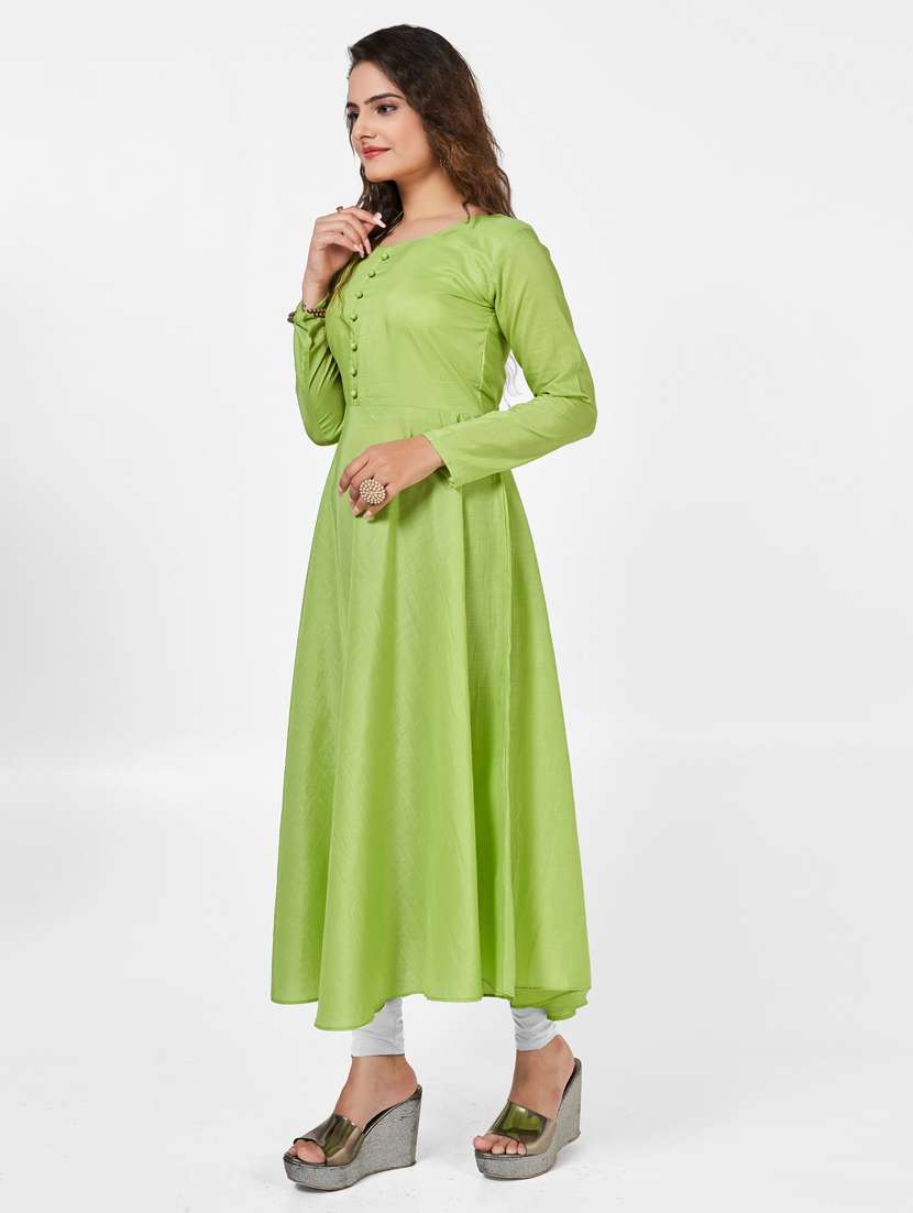 multi colored silk straight kurti - 22041988 - Standard Image - 1