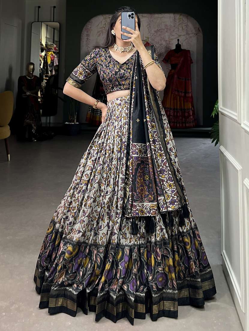 women printed flared lehenga choli with duppata set - 22041991 -  Standard Image - 1