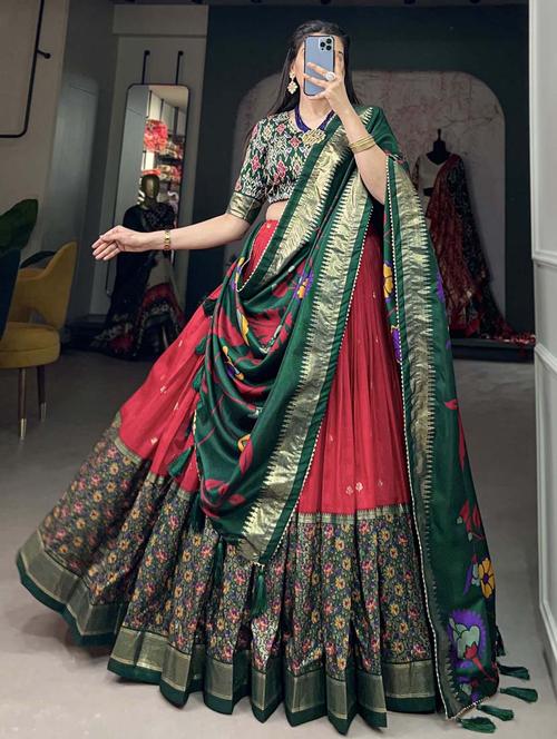women printed flared unstitched lehenga - 22042002 - Standard Image - 0