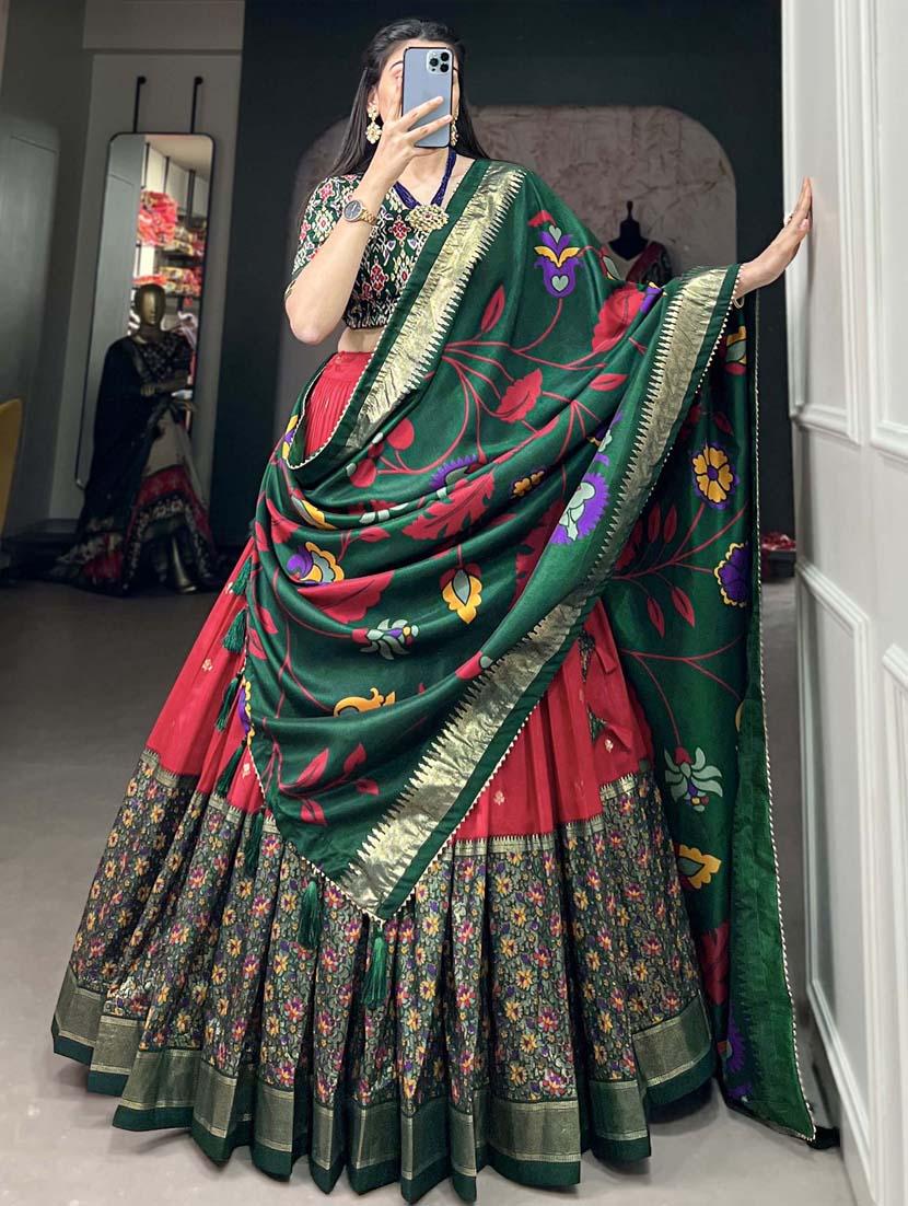 women printed flared unstitched lehenga - 22042002 - Standard Image - 1