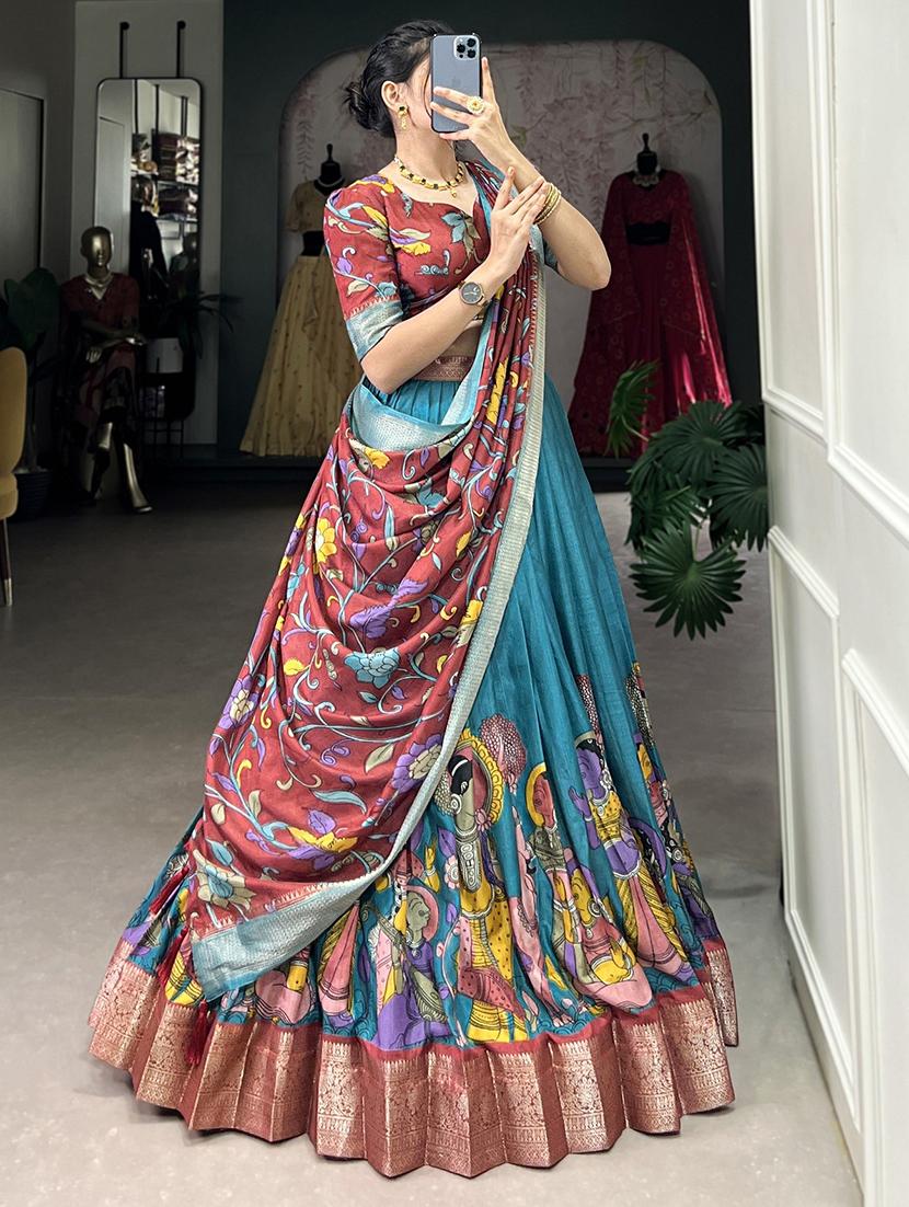 women printed flared lehenga choli with duppata set - 22042003 - Standard Image - 1