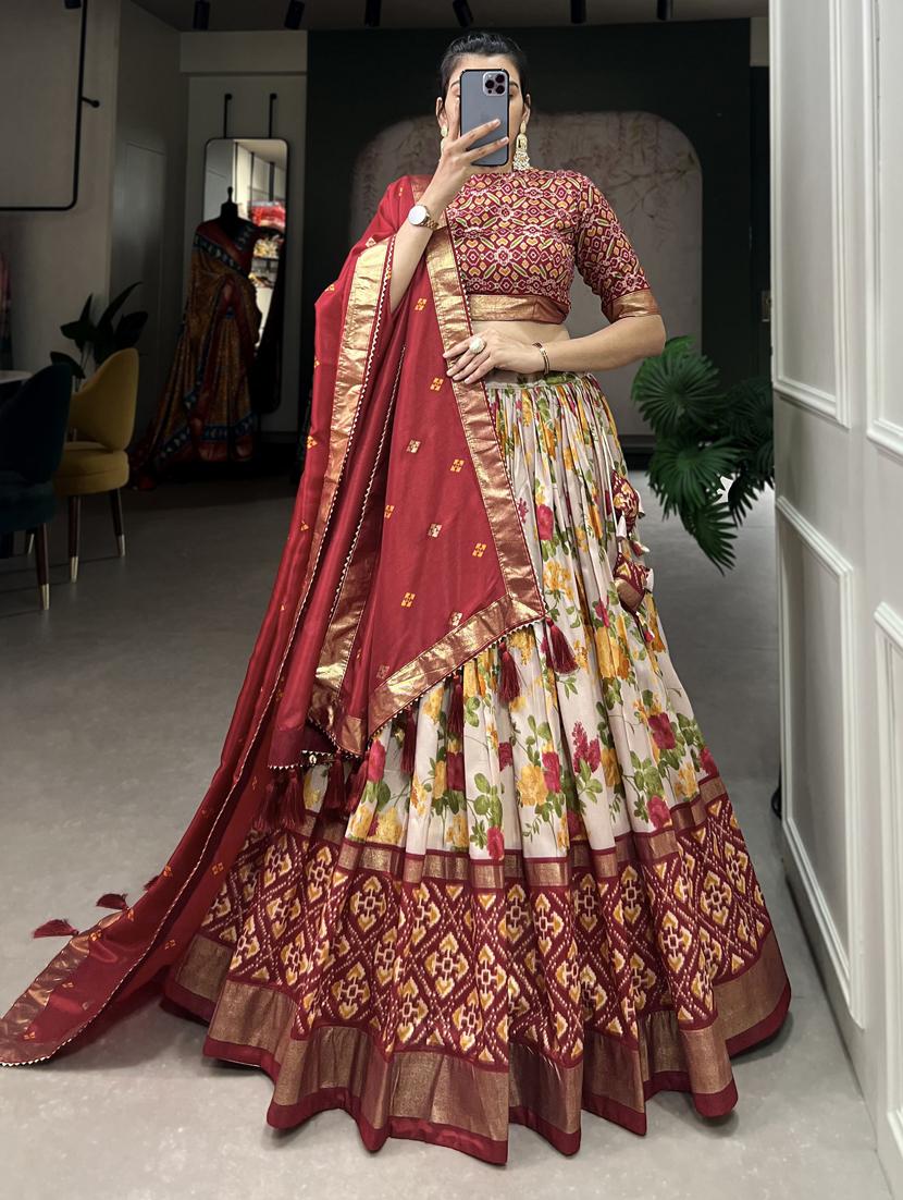 women printed flared lehenga choli with duppata set - 22042008 - Standard Image - 1