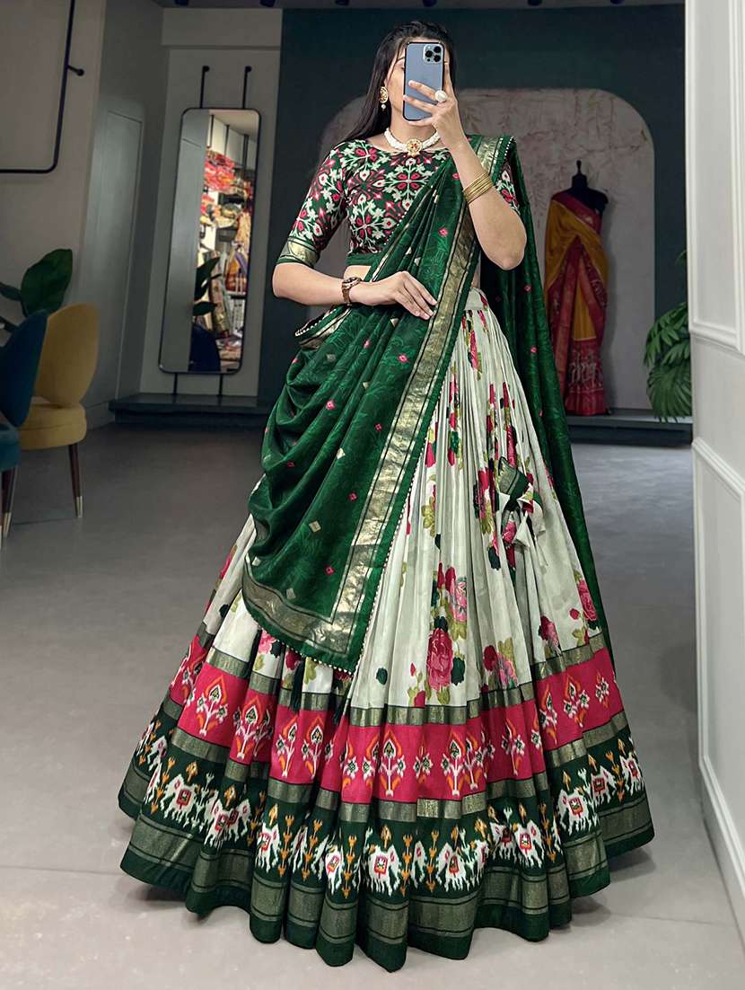 women printed flared unstitched lehenga - 22042013 - Standard Image - 1